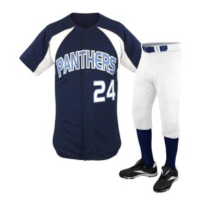Navy Baseball Jersey with White Knicker Pants