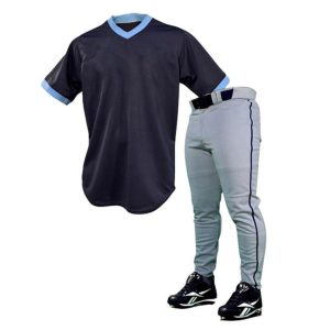 V-Neck Baseball Uniform with Light Blue Trim