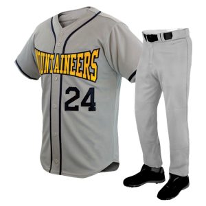 Gray Baseball Uniform with Navy Pinstriping