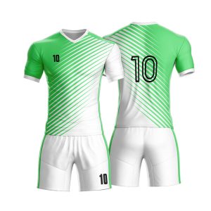 Green and White Striped Soccer Uniform