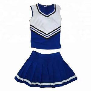 Royal Blue and White V-Neck Cheerleading Uniform