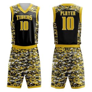 Black and Gold Digital Camo Basketball Uniform