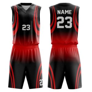 Black and Red Ombre Sublimated Basketball Uniform