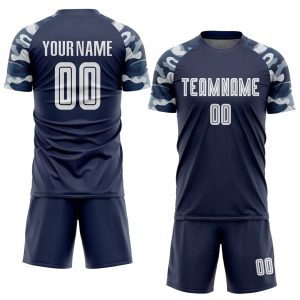 Navy Blue Soccer Uniform with Camouflage Sleeves